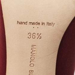 Pre Owned Manolo Blahnik Burgundy Satin Hangisi Pumps Size 36.5