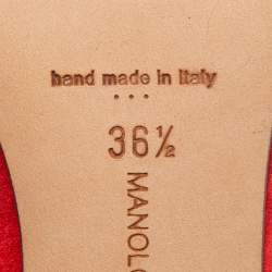 Pre Owned Manolo Blahnik Red Satin Hangisi Pumps Size 36.5