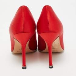Pre Owned Manolo Blahnik Red Satin Hangisi Pumps Size 36.5