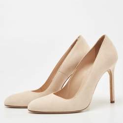 Pre Owned Manolo Blahnik Beige Suede BB Round Toe Pumps Size 36