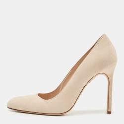 Pre Owned Manolo Blahnik Beige Suede BB Round Toe Pumps Size 36