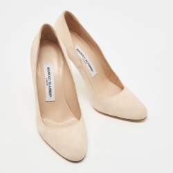Pre Owned Manolo Blahnik Beige Suede BB Round Toe Pumps Size 36