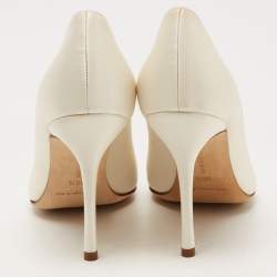 Pre Owned Manolo Blahnik White Satin Okkava Pumps Size 36.5