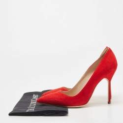 Manolo Blahnik Red Suede BB Pointed Toe Pumps Size 36.5