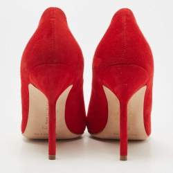 Manolo Blahnik Red Suede BB Pointed Toe Pumps Size 36.5