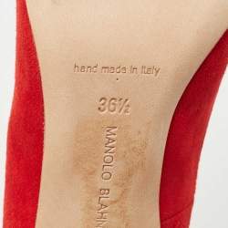 Manolo Blahnik Red Suede BB Pointed Toe Pumps Size 36.5