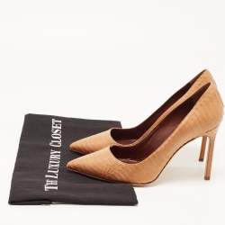 Pre Owned Manolo Blahnik Brown Python Leather BB Pointed Toe Pumps Size 36