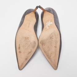 Pre Owned Manolo Blahnik Grey Suede BB Pumps Size 36.5