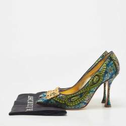 Pre Owned Manolo Blahnik Multicolor Brocade Fabric Hangisi Pointed Toe Pumps Size 36
