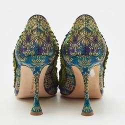 Pre Owned Manolo Blahnik Multicolor Brocade Fabric Hangisi Pointed Toe Pumps Size 36