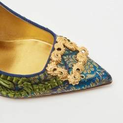 Pre Owned Manolo Blahnik Multicolor Brocade Fabric Hangisi Pointed Toe Pumps Size 36