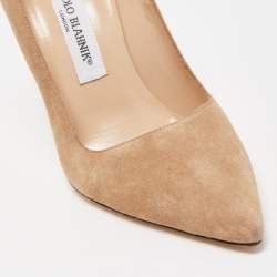Pre Owned Manolo Blahnik Beige Suede BB Pumps Size 36.5