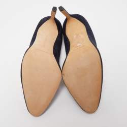 Pre Owned Manolo Blahnik Navy Blue Suede Round Toe Pumps Size 36