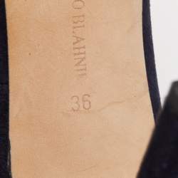 Pre Owned Manolo Blahnik Navy Blue Suede Round Toe Pumps Size 36