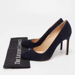 Pre Owned Manolo Blahnik Navy Blue Suede Round Toe Pumps Size 36
