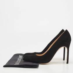 Pre Owned Manolo Blahnik Black Suede Round Toe Pumps Size 36