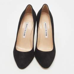 Pre Owned Manolo Blahnik Black Suede Round Toe Pumps Size 36