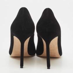 Pre Owned Manolo Blahnik Black Suede Round Toe Pumps Size 36
