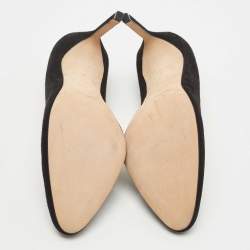 Pre Owned Manolo Blahnik Black Suede Round Toe Pumps Size 36
