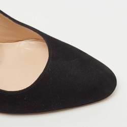 Pre Owned Manolo Blahnik Black Suede Round Toe Pumps Size 36