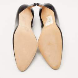 Pre Owned Manolo Blahnik Black Leather Round Toe Pumps Size 36