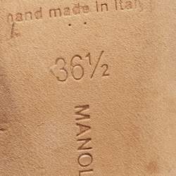 Pre Owned Manolo Blahnik Black/Pink Fabric Gotrian Pumps Size 36.5