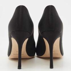 Pre Owned Manolo Blahnik Black Satin Okkava Pumps Size 36.5