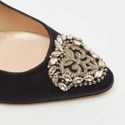 Pre Owned Manolo Blahnik Black Satin Okkava Pumps Size 36.5