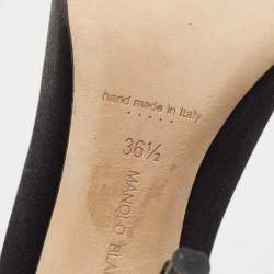 Pre Owned Manolo Blahnik Black Satin Okkava Pumps Size 36.5