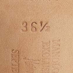 Pre Owned Manolo Blahnik Green/Brown Patent Leather and Suede Palmata D'orsay Pumps Size 36.5