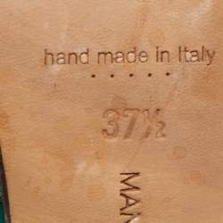 Pre Owned Manolo Blahnik Green Satin D'orsay Pumps Size 37.5