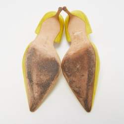 Pre Owned Manolo Blahnik Yellow Suede Tayler D'orsay Pointed Toe Pumps Size 40