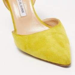 Pre Owned Manolo Blahnik Yellow Suede Tayler D'orsay Pointed Toe Pumps Size 40