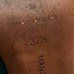 Pre Owned Manolo Blahnik Green Satin Embellished Pointed Toe Pumps Size 37.5