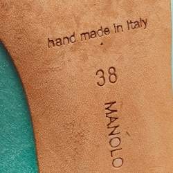 Pre Owned Manolo Blahnik Turquoise Satin Hangisi Pumps Size 38