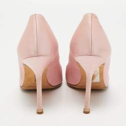 Manolo Blahnik Pink Satin Hangisi Embellished Pointed Toe Pumps Size 41