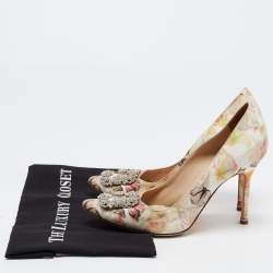Manolo Blahnik Multicolor Butterfly Print Fabric Hangisi Pumps Size 39.5