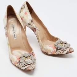 Manolo Blahnik Multicolor Butterfly Print Fabric Hangisi Pumps Size 39.5