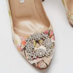 Manolo Blahnik Multicolor Butterfly Print Fabric Hangisi Pumps Size 39.5