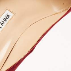 Pre Owned Manolo Blahnik Burgundy Satin Hangisi Pumps Size 37