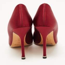 Pre Owned Manolo Blahnik Burgundy Satin Hangisi Pumps Size 37