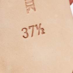 Pre Owned Manolo Blahnik Pink/Brown Satin Crystal Embellished Ankle Strap Sandals Size 37.5