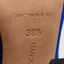 Pre Owned Manolo Blahnik Blue Suede Pointed Toe Pumps Size 38.5