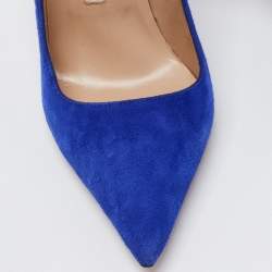 Pre Owned Manolo Blahnik Blue Suede Pointed Toe Pumps Size 38.5