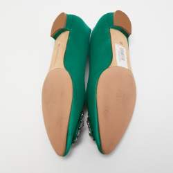 Manolo Blahnik Green Satin Hangisi Flats Size 39