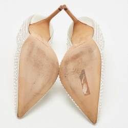 Manolo Blahnik Grey Satin Crystal Embellished BB Pointed Toe Pumps Size 39