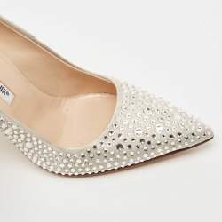 Manolo Blahnik Grey Satin Crystal Embellished BB Pointed Toe Pumps Size 39