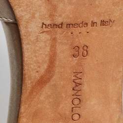 Pre Owned Manolo Blahnik Grey Satin Alicia Open Toe Pumps Size 38