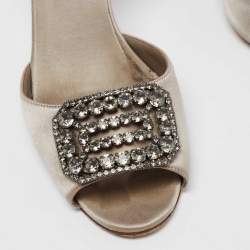 Pre Owned Manolo Blahnik Grey Satin Alicia Open Toe Pumps Size 38