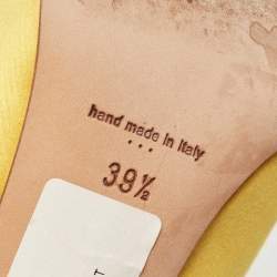 Pre Owned Manolo Blahnik Yellow Satin Hangisi Crystal Embellished Pointed Toe Pumps Size 39.5